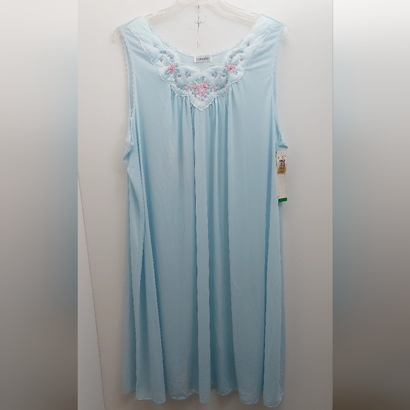 Lorraine Other - NWT Vintage Lorraine Nightgown 3X Light Blue Lace Like Embroidered Trim VTG